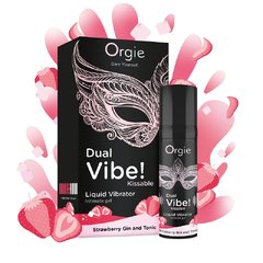 Рідкий вібратор Orgie Dual Vibe! Strawberry Gin & Tonic Kissable Liquid Vibrator, 15 мл