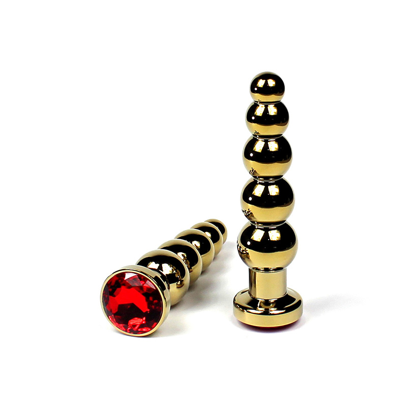 Анальная пробка в форме 5 нарастающих шаров (золото)