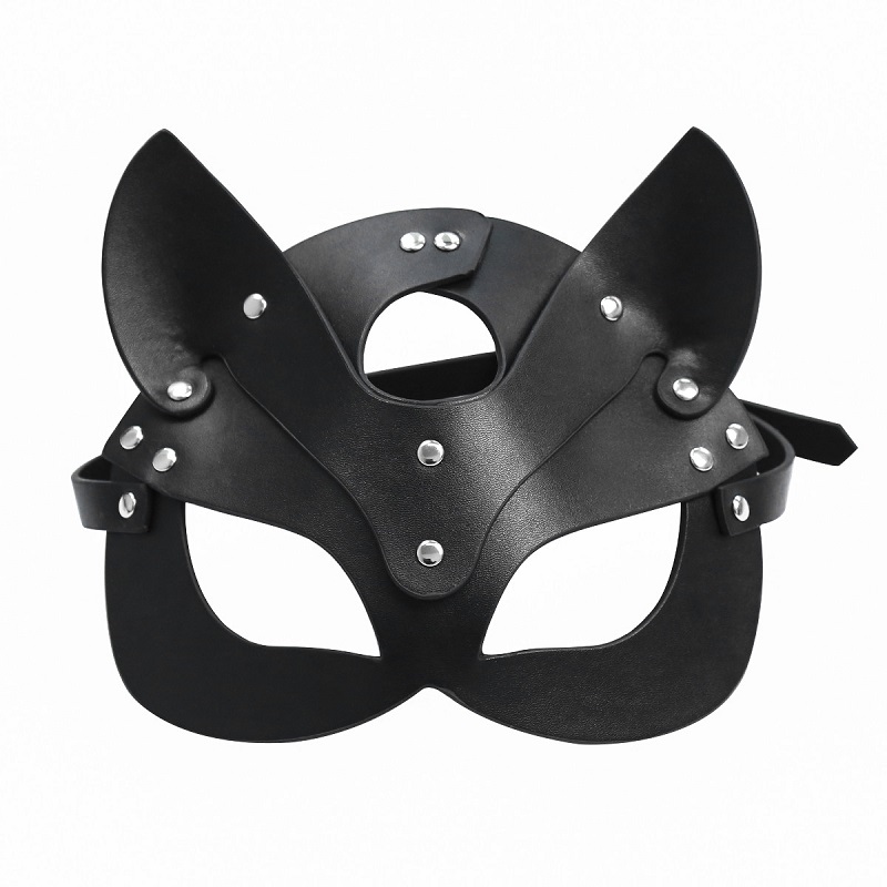 Маска кішечки Feral Feelings - Catwoman Mask, натуральна шкіра, чорна
