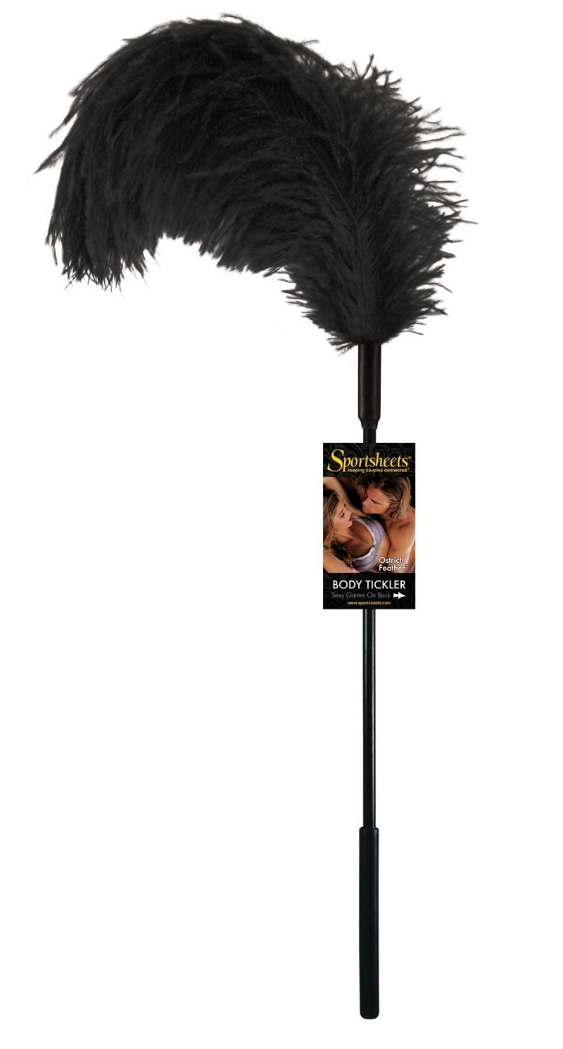 Перо страуса Sportsheets Ostrich Tickler Чорне, для вишуканих ласк