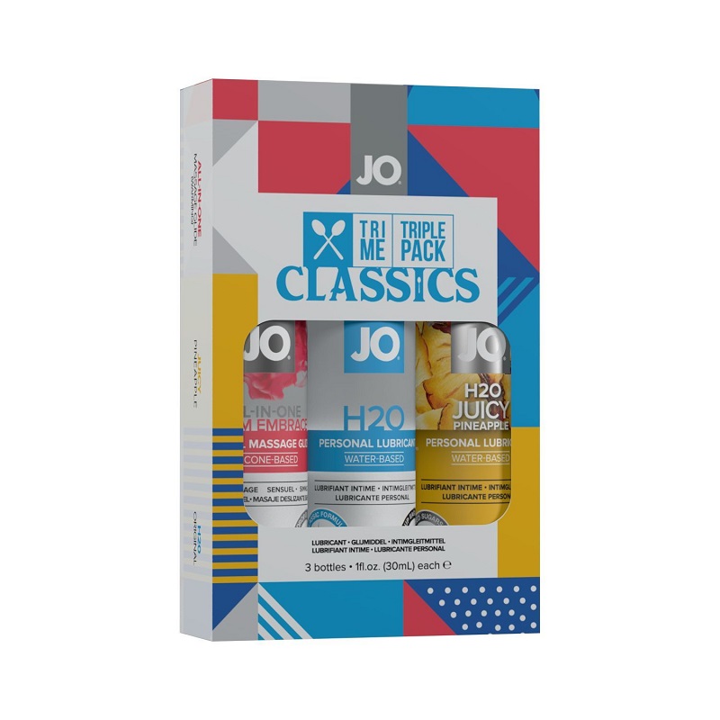 Набір System JO Tri-Me Triple Pack - Classics (3 х 30 мл) водна, силіконова та смакова змазка