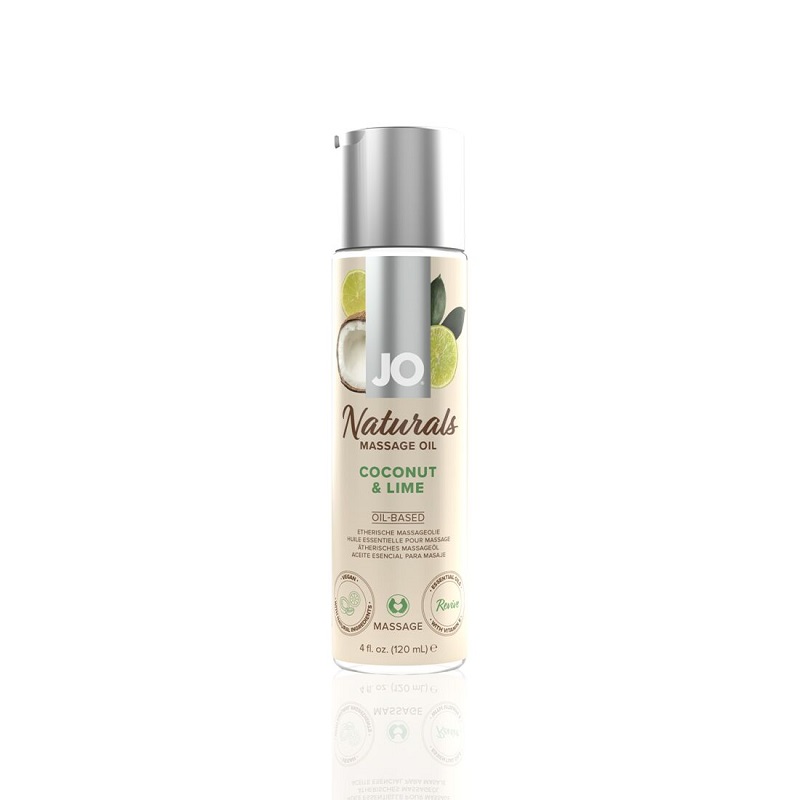 Масажна олія System JO – Naturals Massage Oil – Coconut & Lime з натуральними ефірними оліями (120 мл)