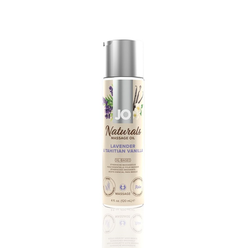 Масажна олія System JO - Naturals Massage Oil - Lavender & Vanilla з натуральними ефірними оліями (120 мл)
