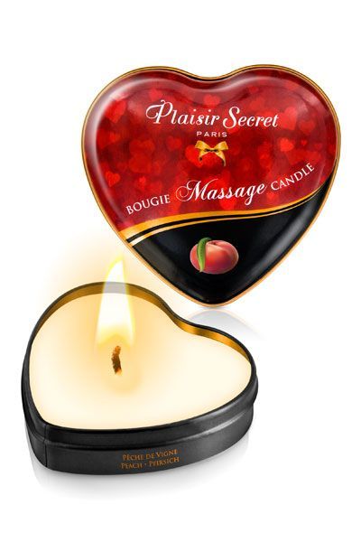 Масажна свічка серце Plaisirs Secrets Peach (35 мл)