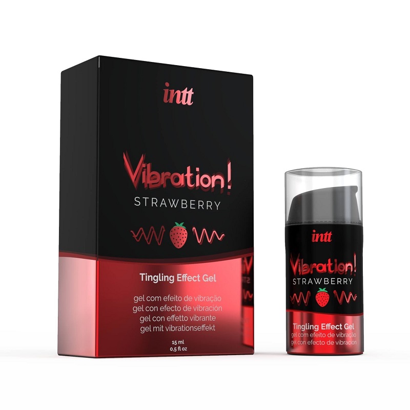 Рідкий вібратор Intt Vibration зі смаком полуниці (зігріваючий ефект)
